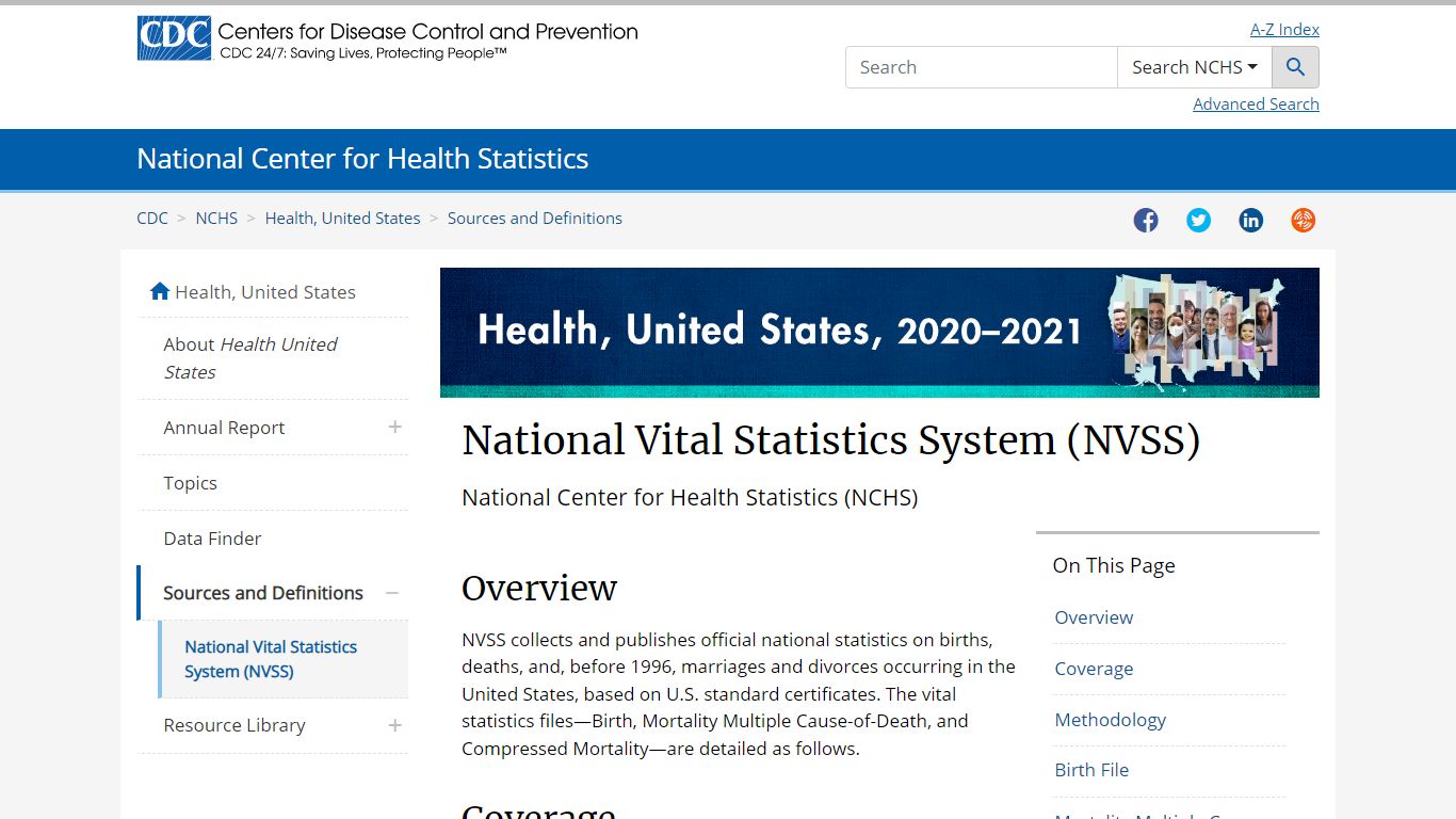 National Vital Statistics System (NVSS) - Health, United States